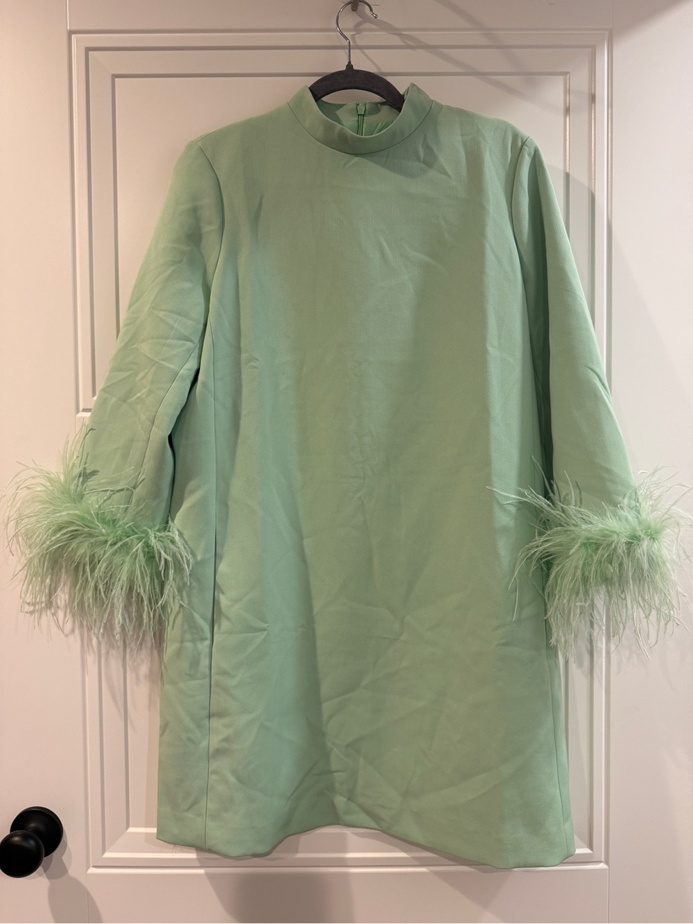 Tuckernuck Green Feather Cuff Mod Ellie Dress Mock Neck 3/4 Sleeve Size large